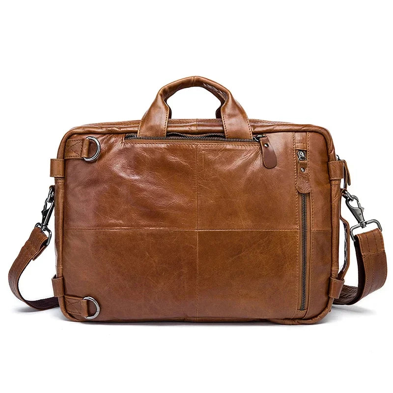 Femlion Men's Leather Laptop Briefcase: Sleek Business Bag for Documents & 14" Computer