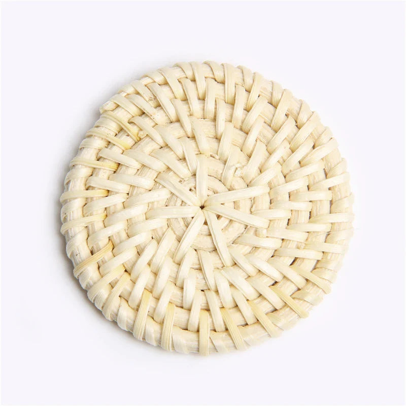 Femlion Round Rattan Corn Straw Earrings Pendant Handmade Braid for DIY Jewelry