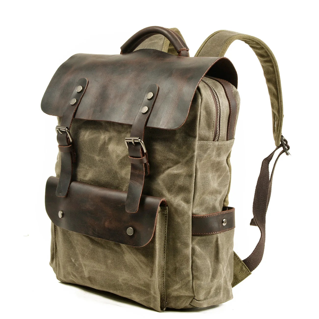 Femlion Canvas & Leather Outdoor Laptop Backpack