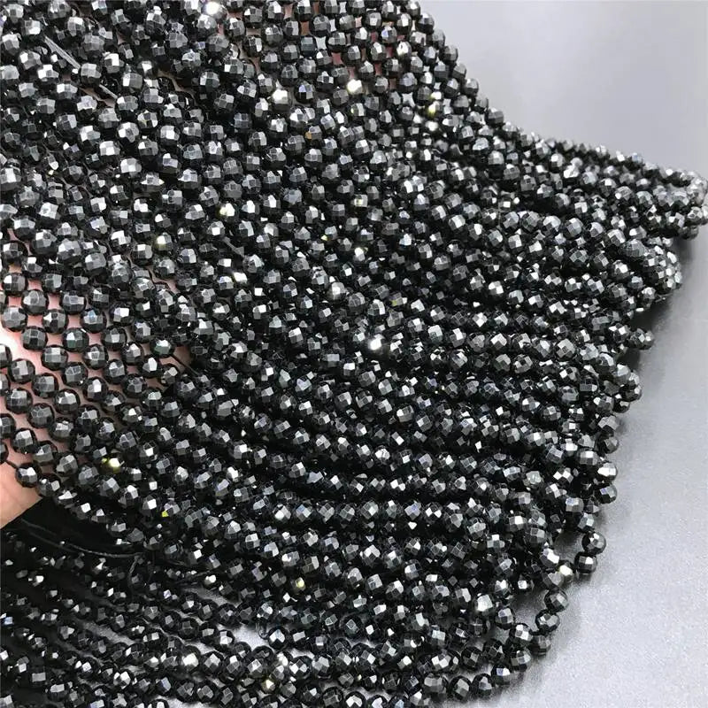 Femlion Black Spinels & Black Quartzs Faceted Beads for Bracelets - 2mm & 3mm