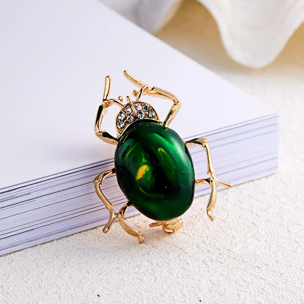 Femlion Crystal Beetle Brooches - Fashionable Insect Pin Jewelry for Scarf, Bouquet & Gift