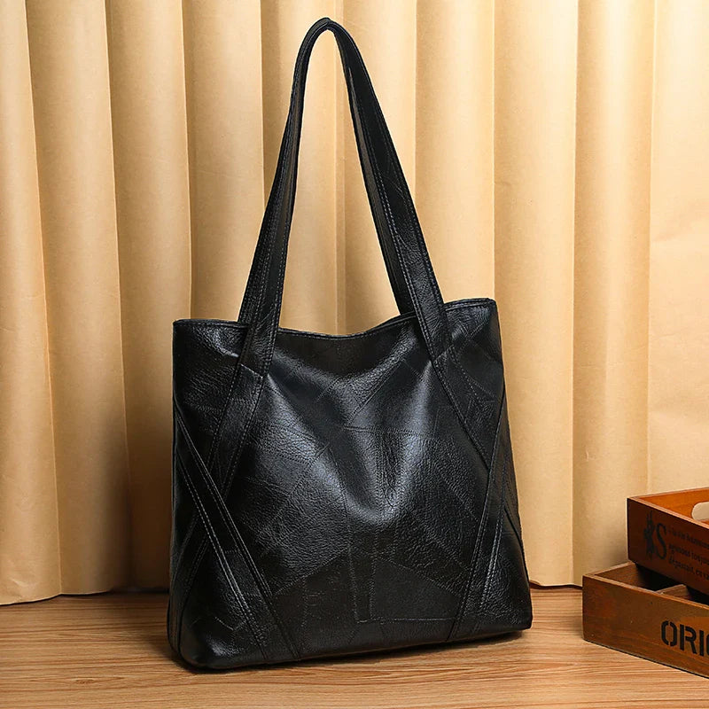 Femlion Soft Leather Tote Bag with Large Capacity and Top Handle