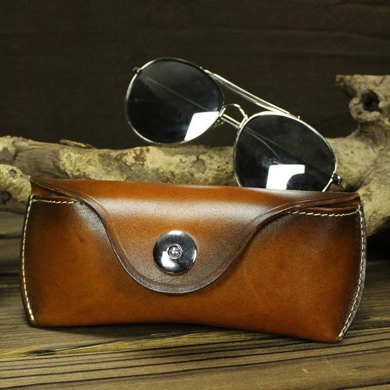 Femlion Full Grain Leather Sunglass Cases for Men and Women