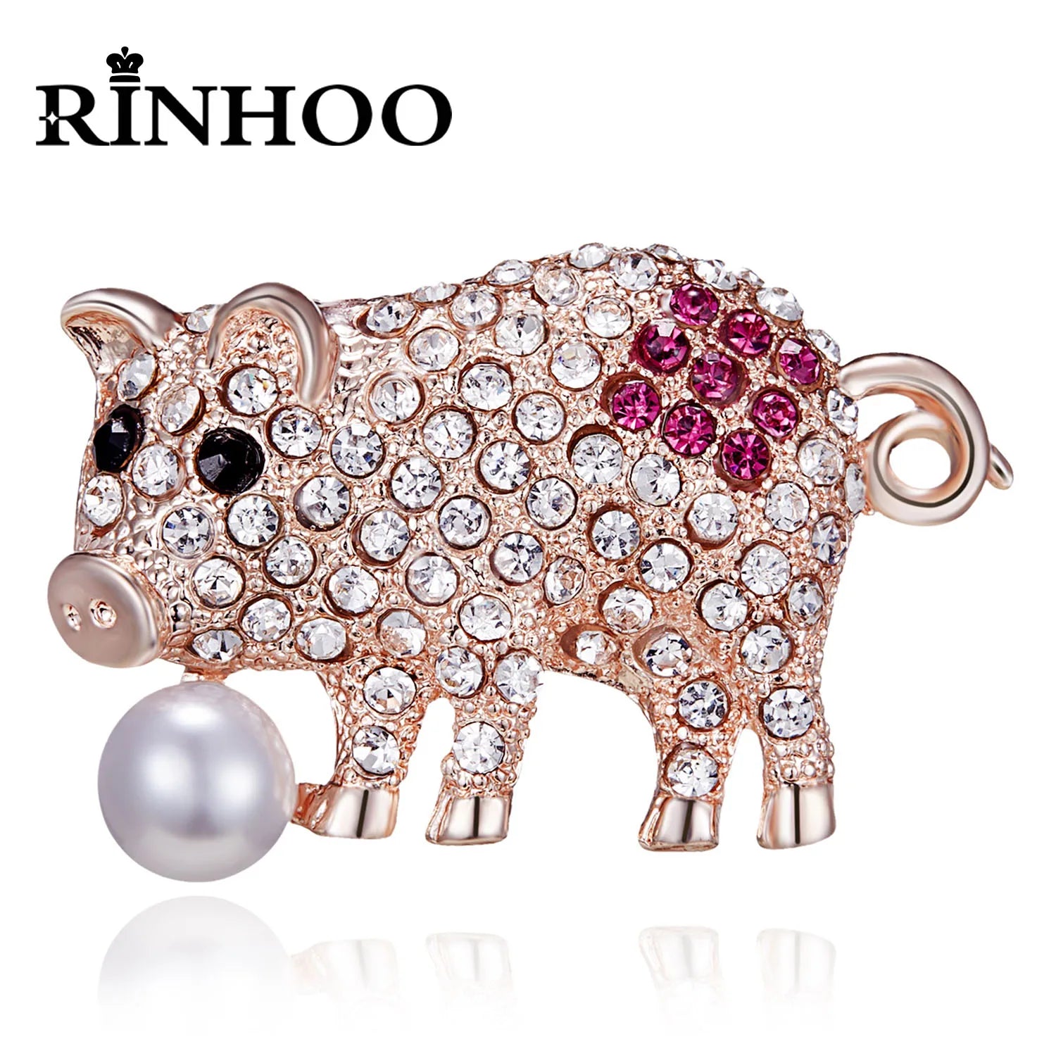 Femlion Rhinestone Pig Brooches: Cute Animal Jewelry Gift