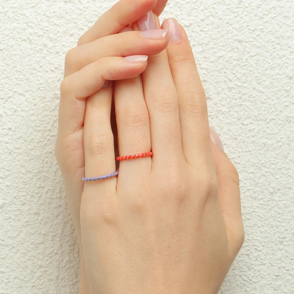 Colorful Twisted Enamel Rings for Women by Femlion: Minimalist Fashion Jewelry