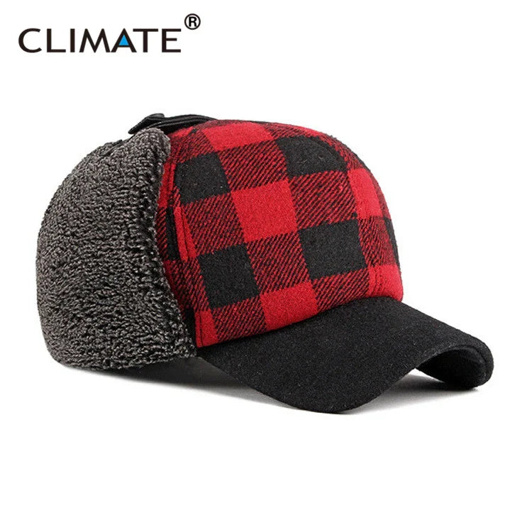 Femlion Plaid Ski Bomber Hat: Winter Outdoor Baseball Cap with Ear Protection