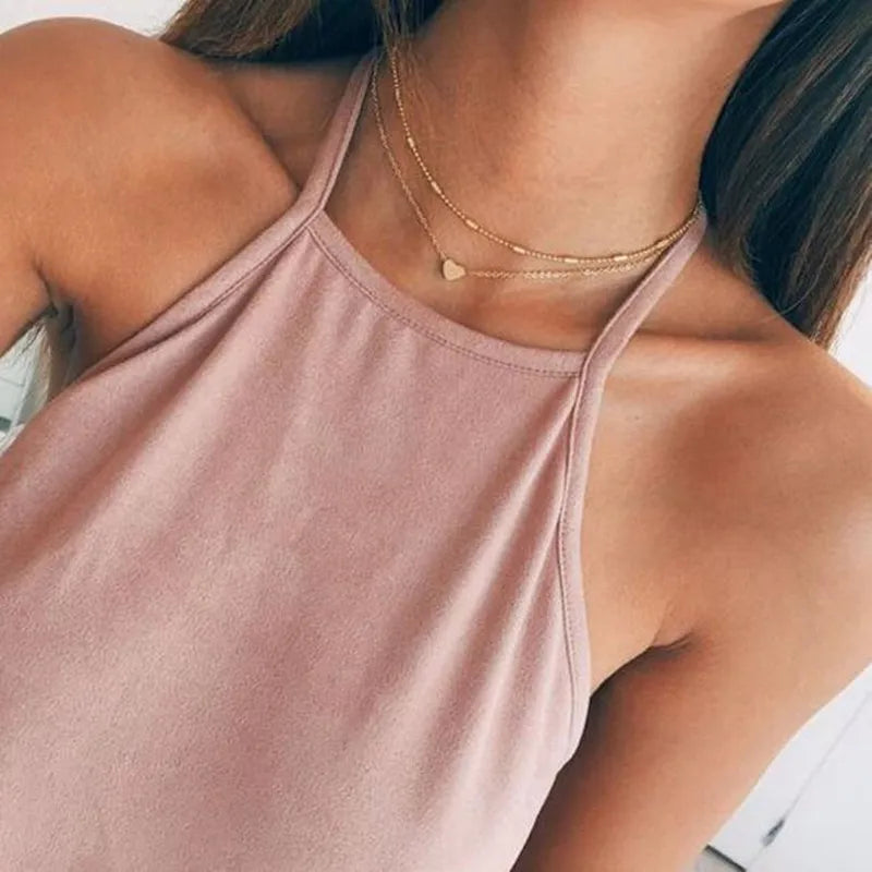 Femlion Pearl Heart Pendant Double Layer Choker Necklace for Women Girls