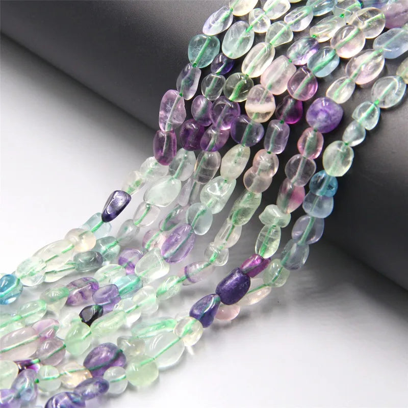 Femlion Fluorite Flat Oval Stone Beads for DIY Jewelry Making