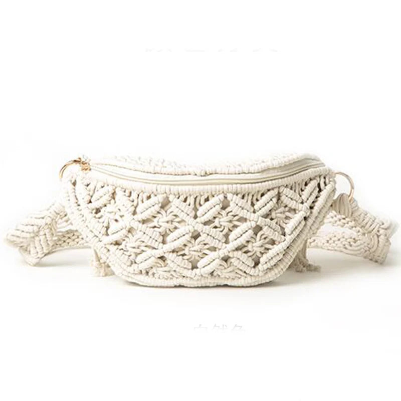 Femlion Outdoor Waist Bag Cotton Woven Handbag Summer Fashion Personality Wild