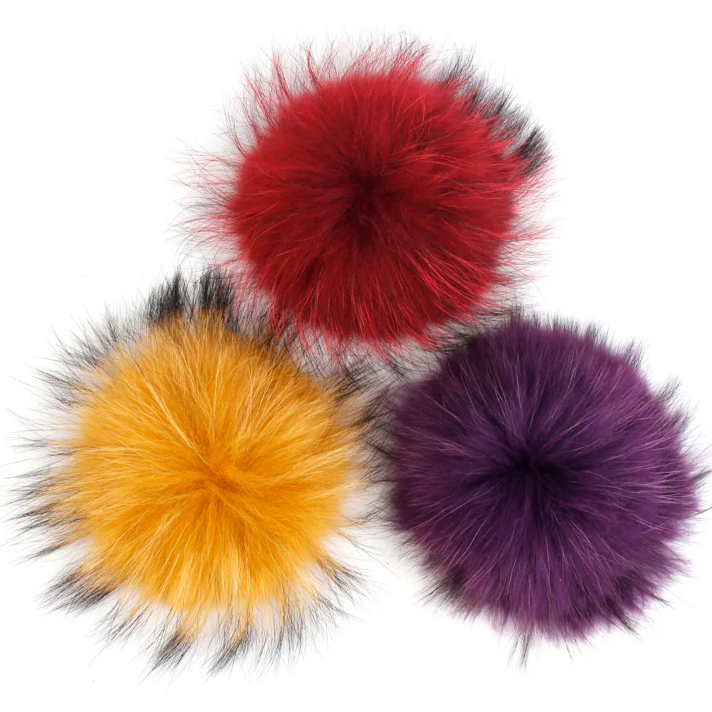 Femlion 15cm Raccoon Fur Pom Poms for Knit Hats and Beanies