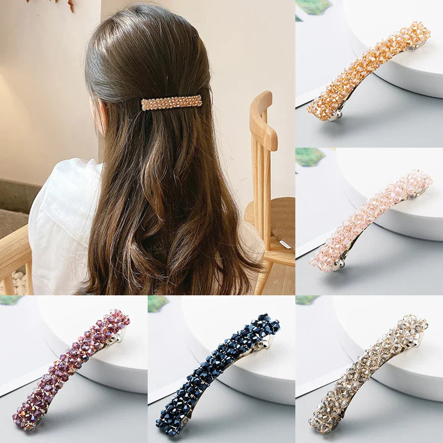 Femlion Crystal Beaded Hair Clips: Handmade Hair Barrettes for Women & Girls