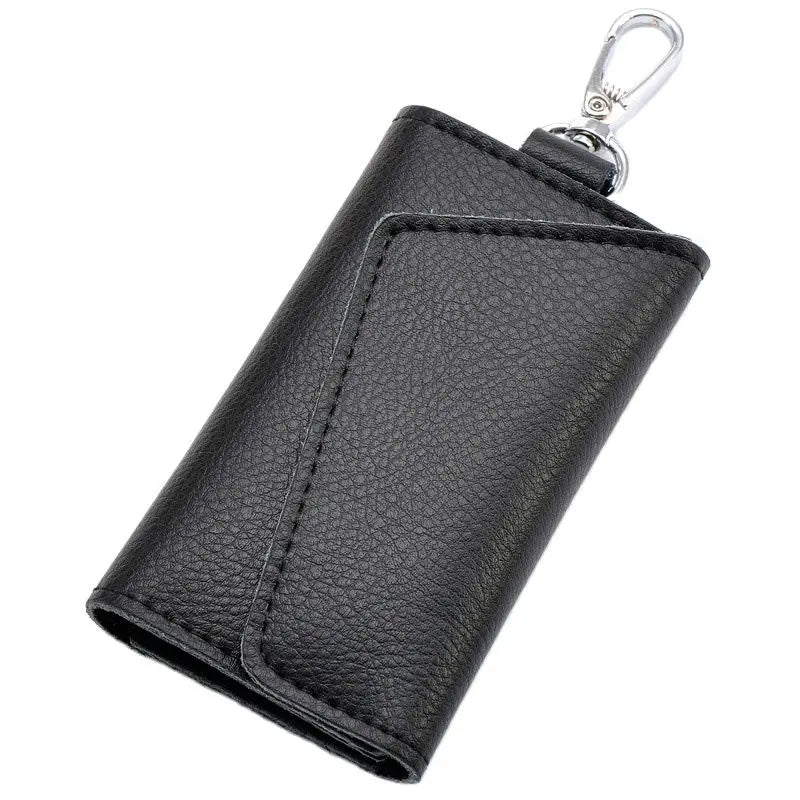 Femlion Leather Key Holder Keychain Organizer Access Card Wallet Key Case