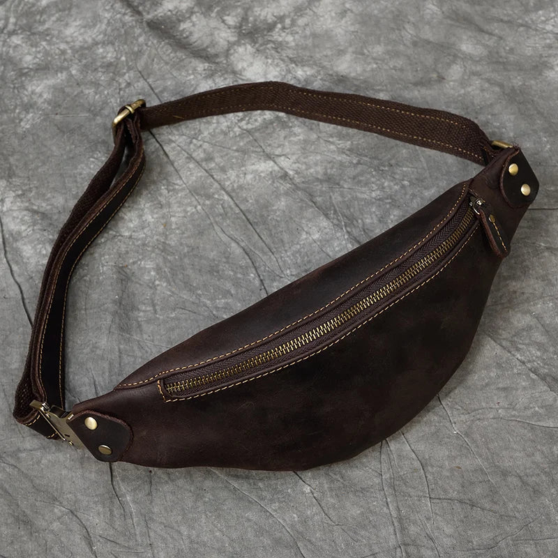 Femlion Retro Cowhide Leather Crossbody Bag with Large Capacity and Handmade Craftsmanship