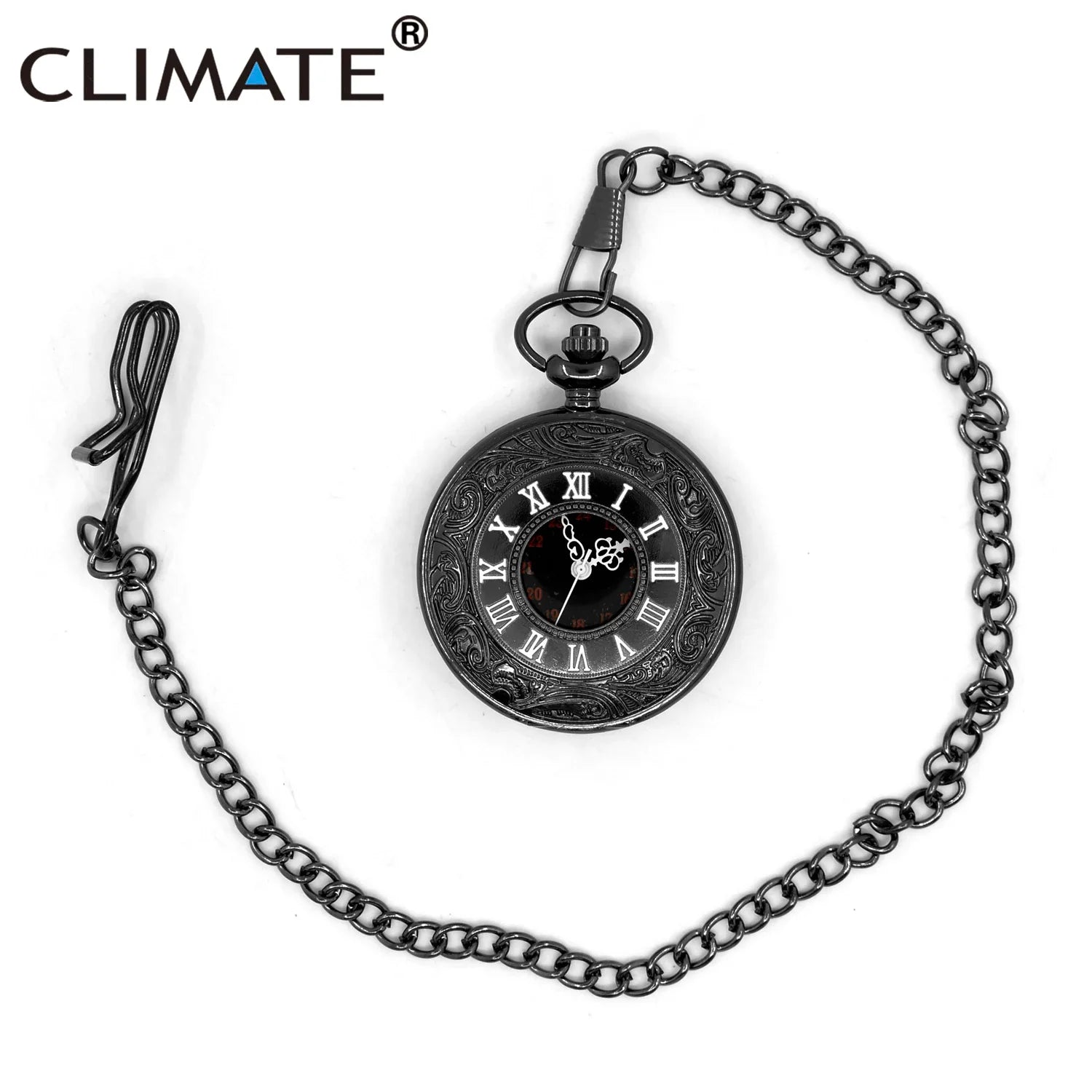 Femlion Retro Black Roman Numeral Pocket Watch for Men