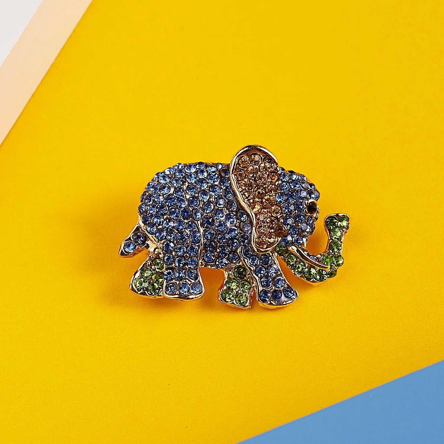 Femlion Elephant Enamel Crystal Brooch for Women and Kids