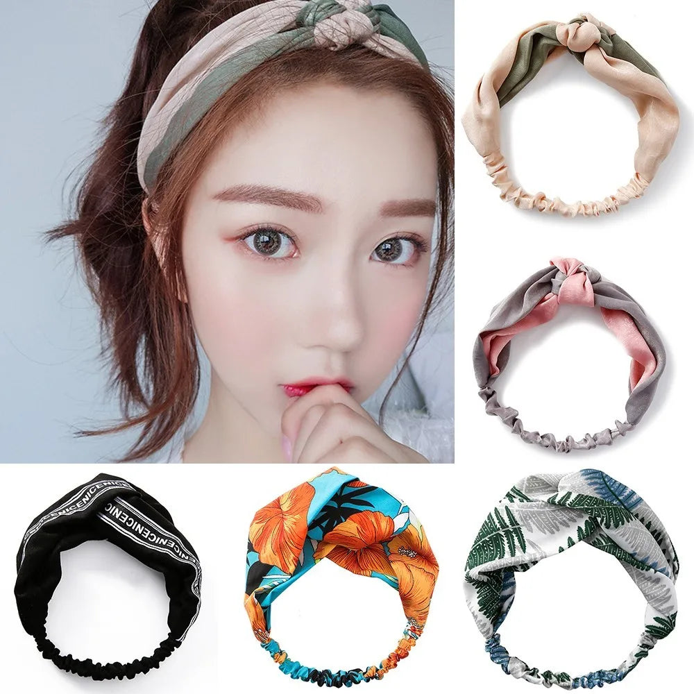 Femlion Stripe Elastic Headbands for Women - Fabric Floral Print Hairband Accessories