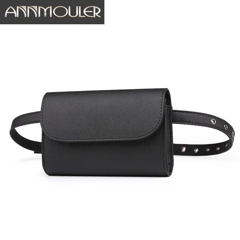 Femlion Compact Black Waist Pack Women Hip Bag Adjustable Bum Pouch