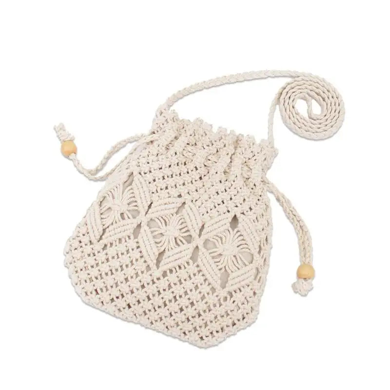 Femlion Mini Bucket Bag: Straw Crossbody Drawstring Handbag for Beach and Vacation