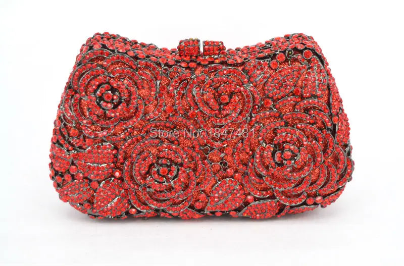 Femlion Crystal Flower Clutch: Luxury Diamond Evening Bag for Wedding Party and Christmas Gift