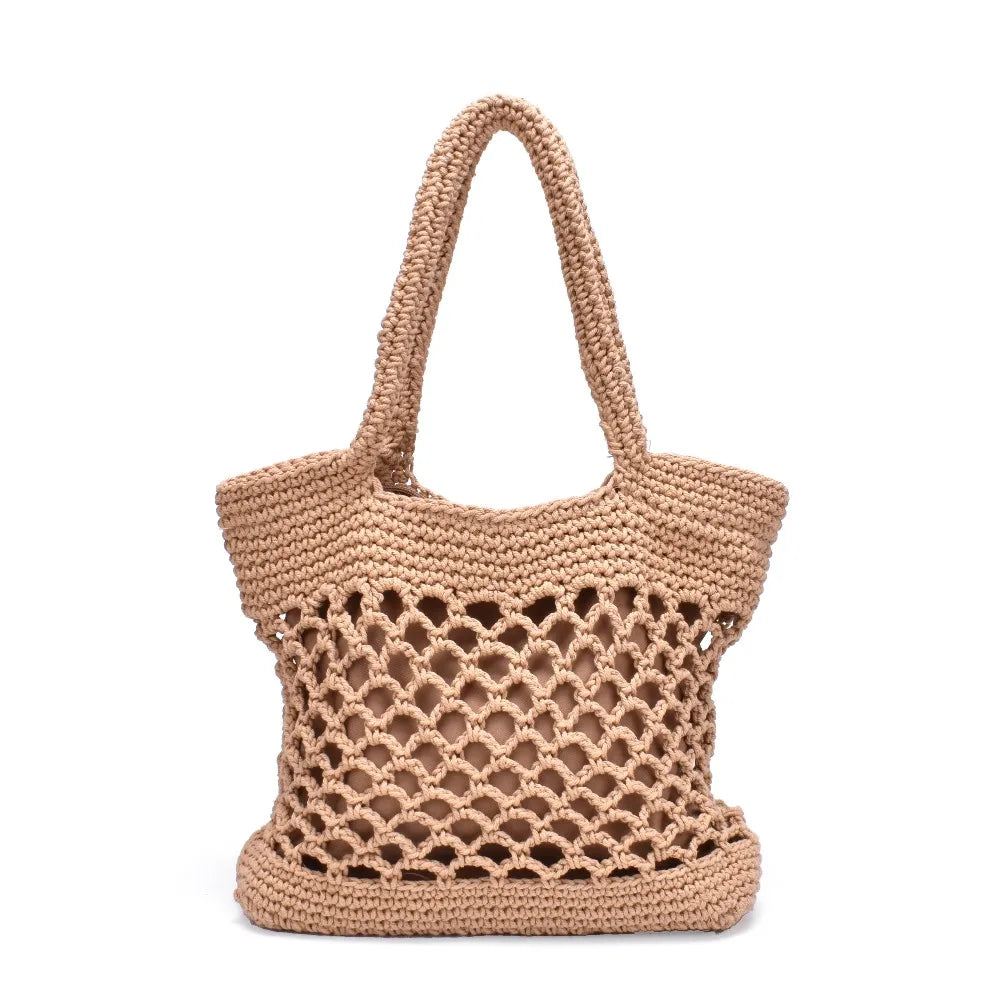 Femlion Vintage Beach Bag: Hollow Woven Fishing Net for Portable Travel & Holiday