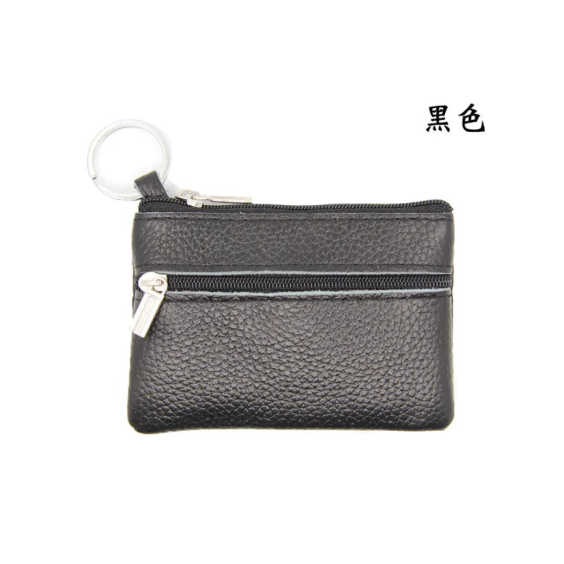 Femlion Leather Coin Purse Keychain Wallet for Men and Women