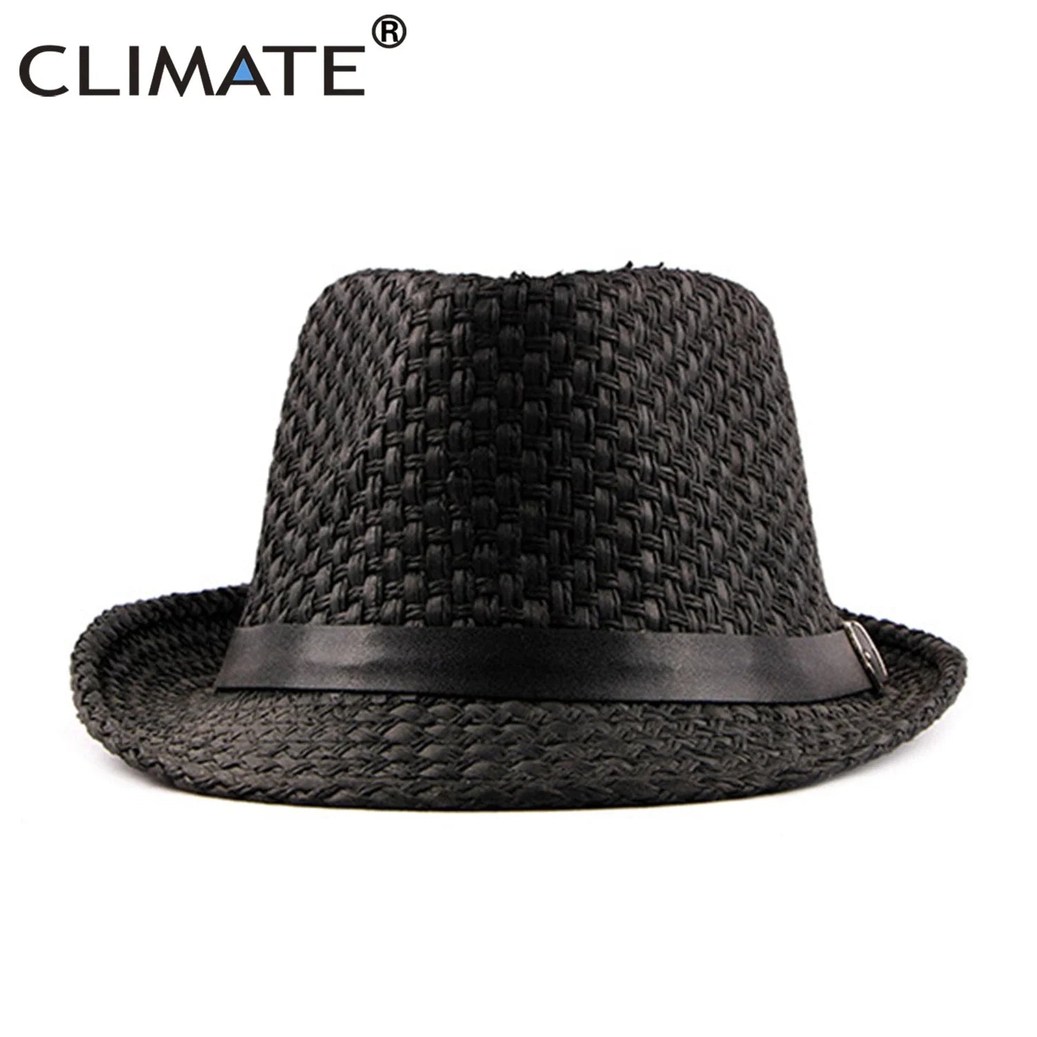 Femlion Summer Straw Fedora Hat for Men Cool Solid Paper Cap