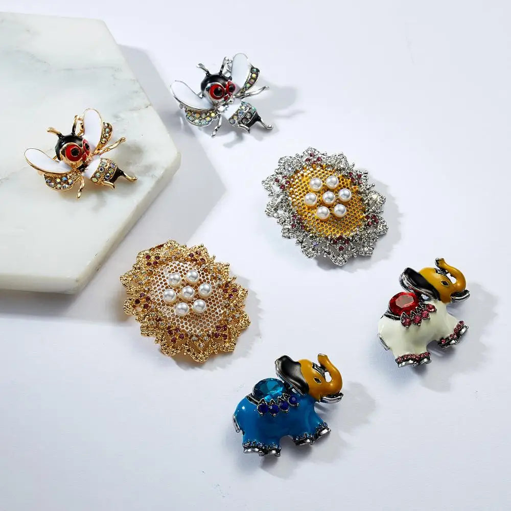 Femlion Cute Bee Rhinestone Brooches - Fashion Jewelry Pins for Women & Children