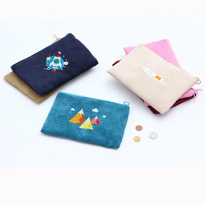 Femlion Corduroy Zipper Wallet for Women: Stylish Money & Phone Holder with Chic Design