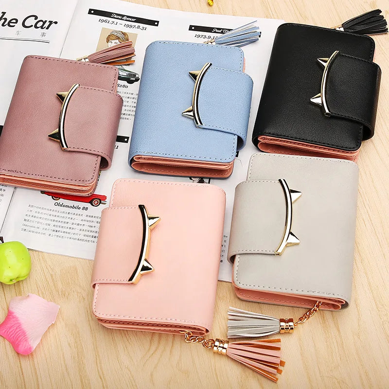 Femlion Mini Cat Wallet Purse for Women Lady, Cute Coin Money Bag Vallet Portomonee