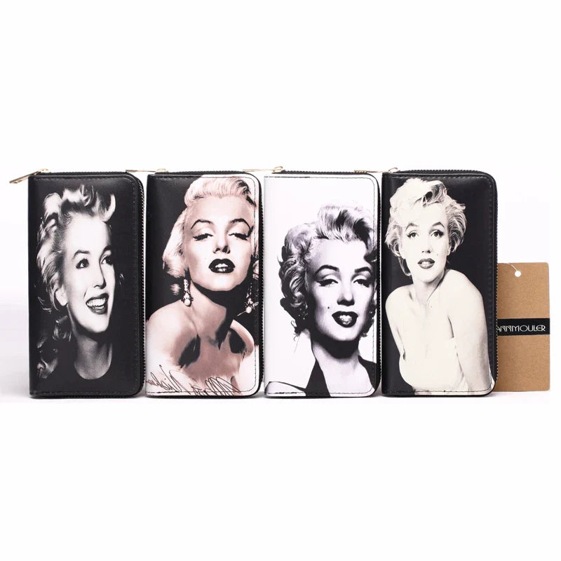 Femlion Printed PU Leather Long Wallet with Card Holder and Wrist Strap