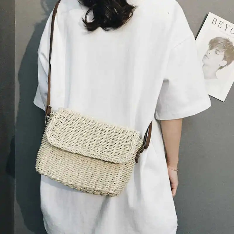 Femlion Sweet Pastoral Straw Mini Shoulder Bag