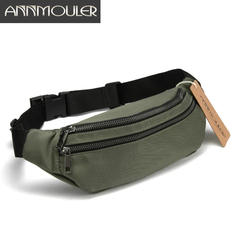 Femlion Fashion Waist Bag: Trendy Belt Pack for Women and Men, Double Zipper Fanny Pack