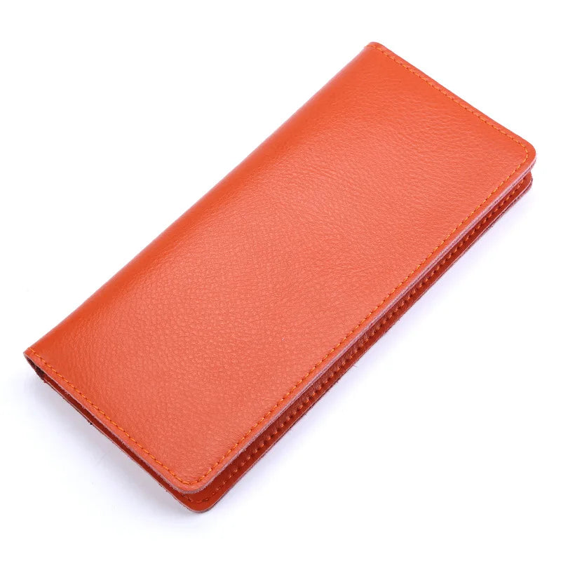 Femlion Slim Cow Split Leather Long Wallet Purse for Men and Women