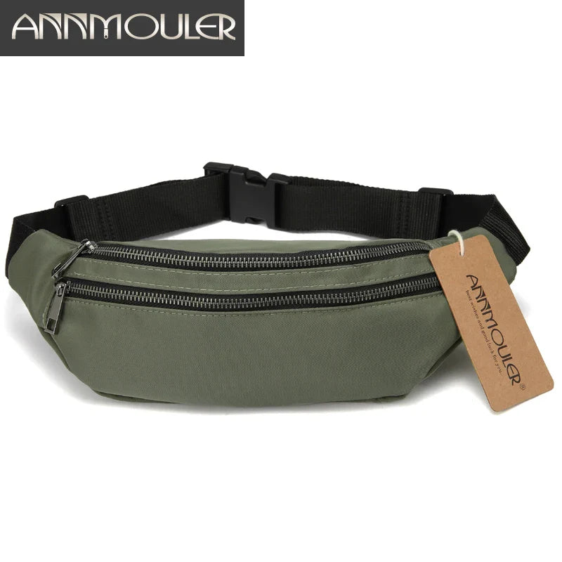 Femlion Fashion Waist Bag: Trendy Belt Pack for Women and Men, Double Zipper Fanny Pack