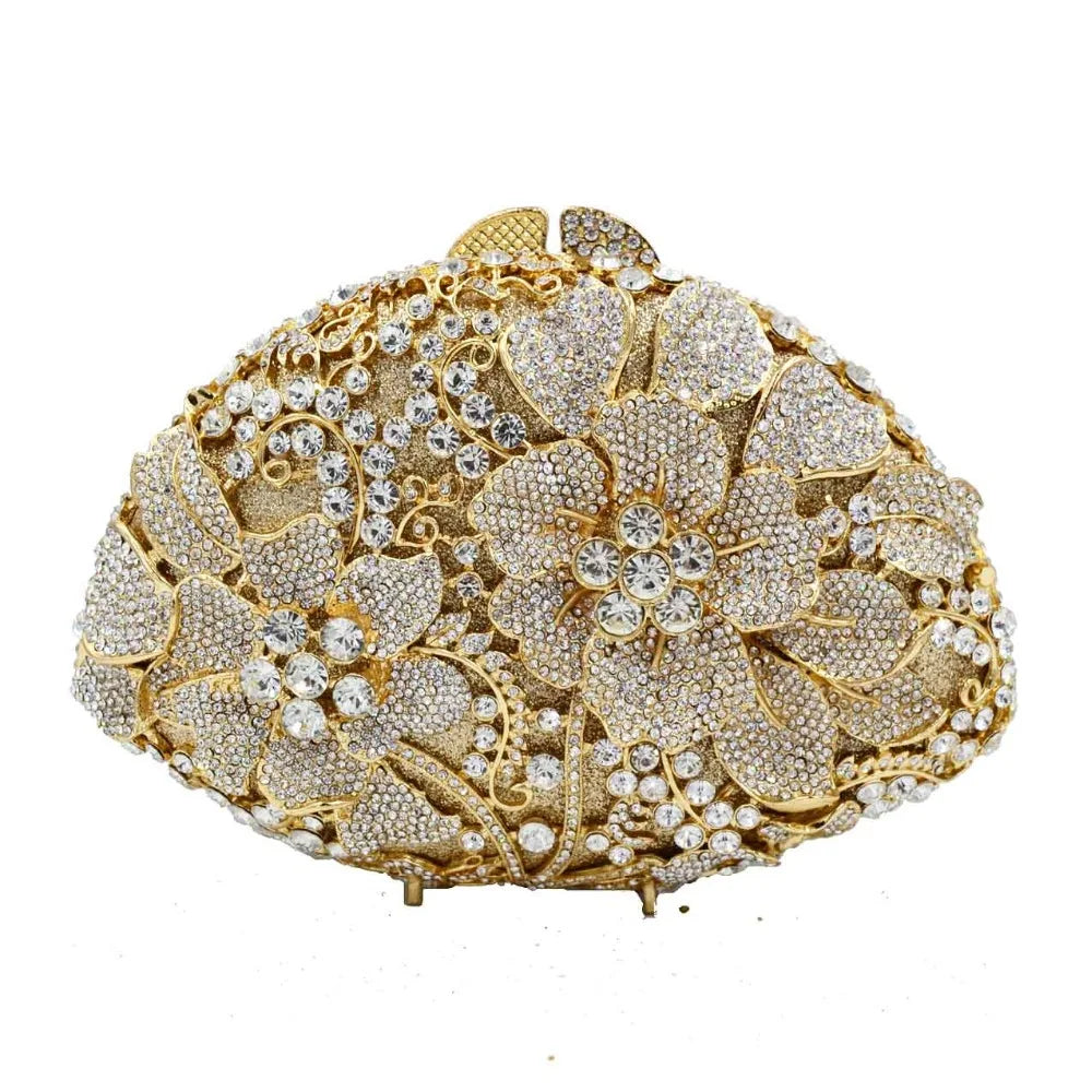 Femlion Flower Crystal Evening Bags for Women Party Wedding Purse Wristlets