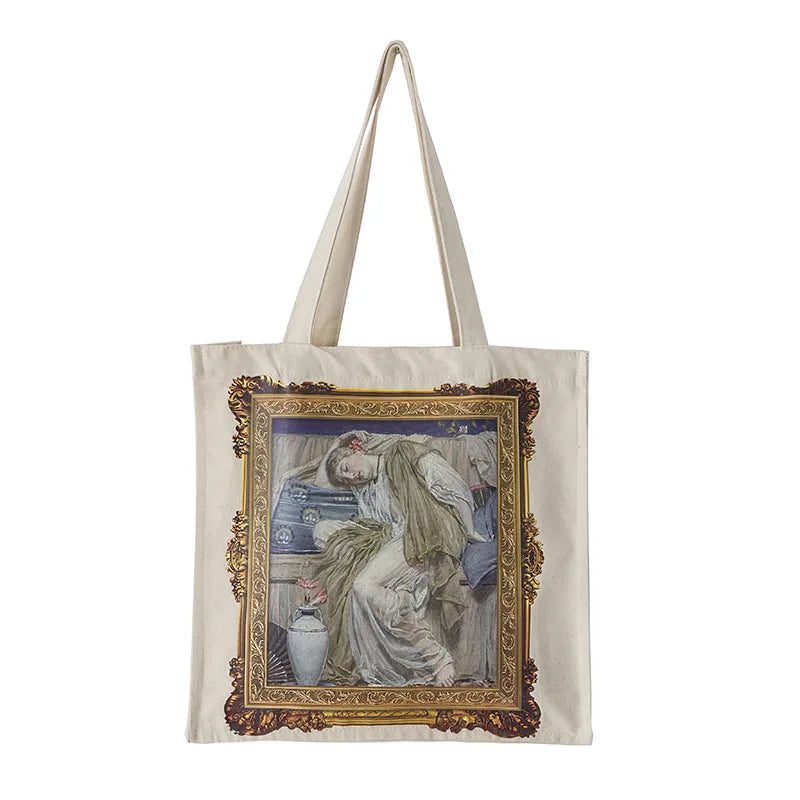 Femlion Cupid Oil Painting Canvas Shoulder Bag for Girls