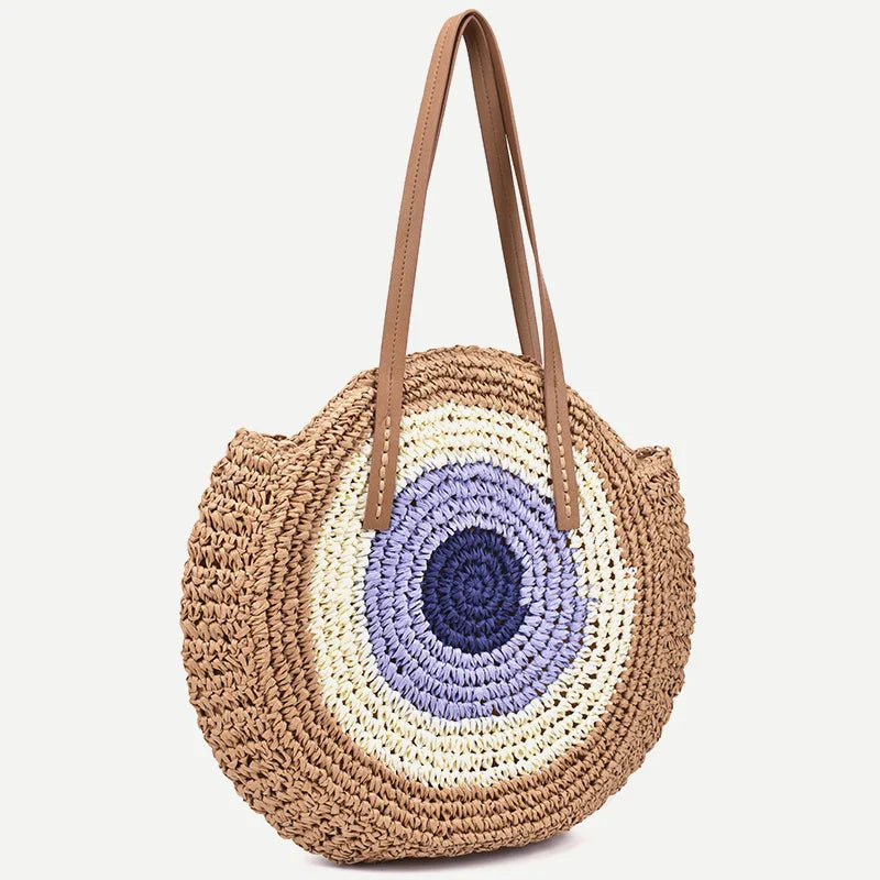 Femlion Vintage Straw Shoulder Bag Beach Travel Handbag