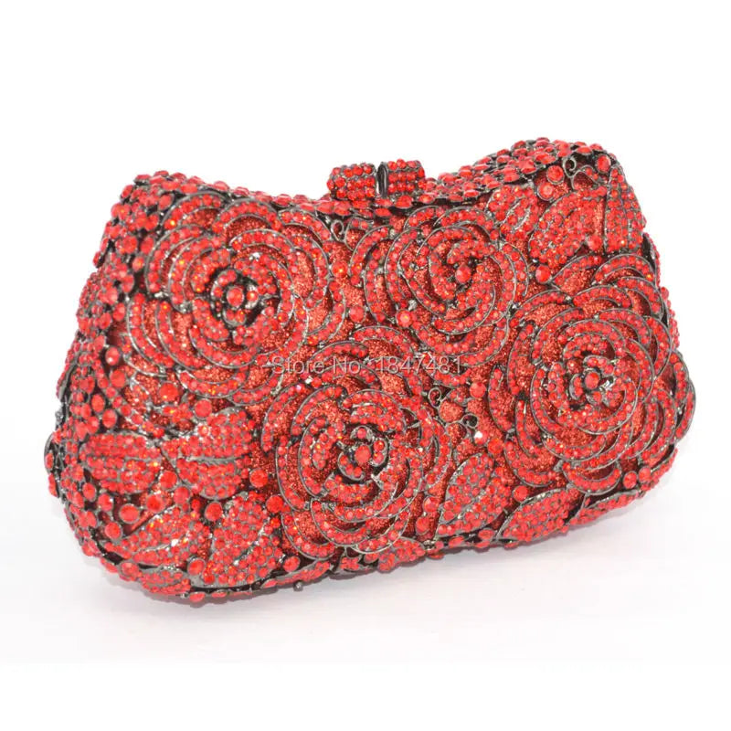 Femlion Crystal Flower Clutch: Luxury Diamond Evening Bag for Wedding Party and Christmas Gift