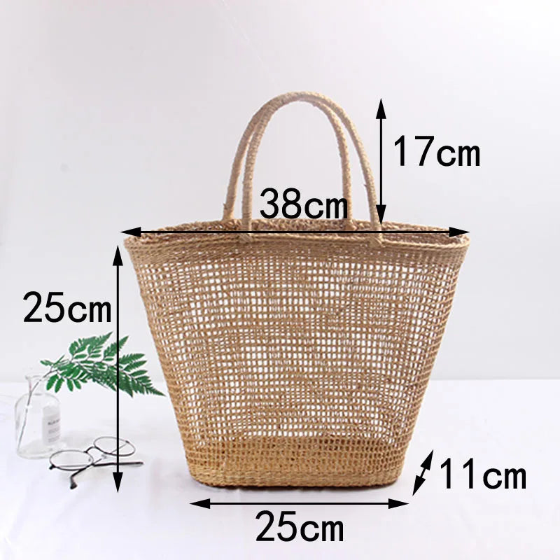 Femlion Plain Color Straw Woven Bag 37x25CM