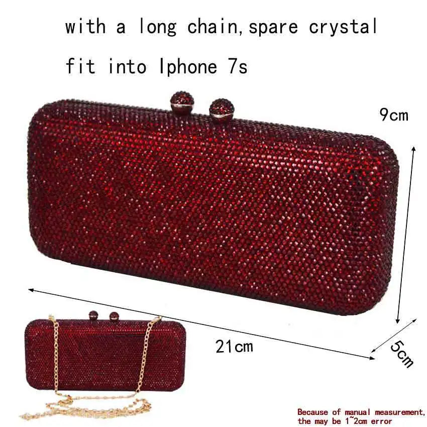 Femlion Rhinestone Evening Clutch Bag with Chain Shoulder Strap