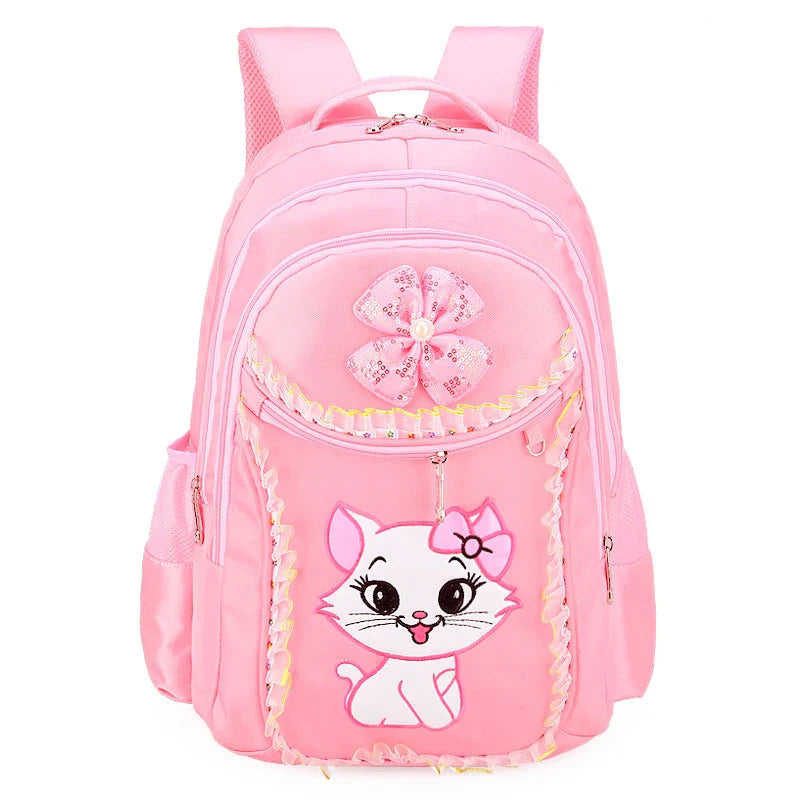 Femlion Cartoon Cat Girl Kid Backpacks for Girls, Lightweight School Bag with Cute Design