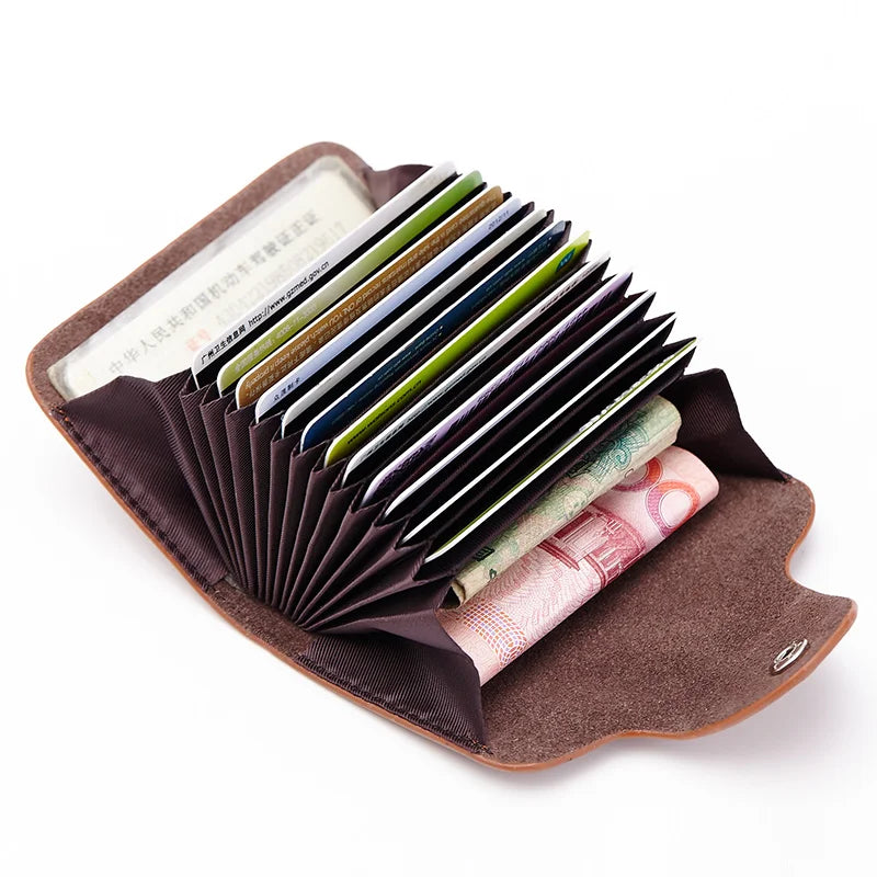 Femlion Leather Card Holder Accordion Wallet for Men & Women