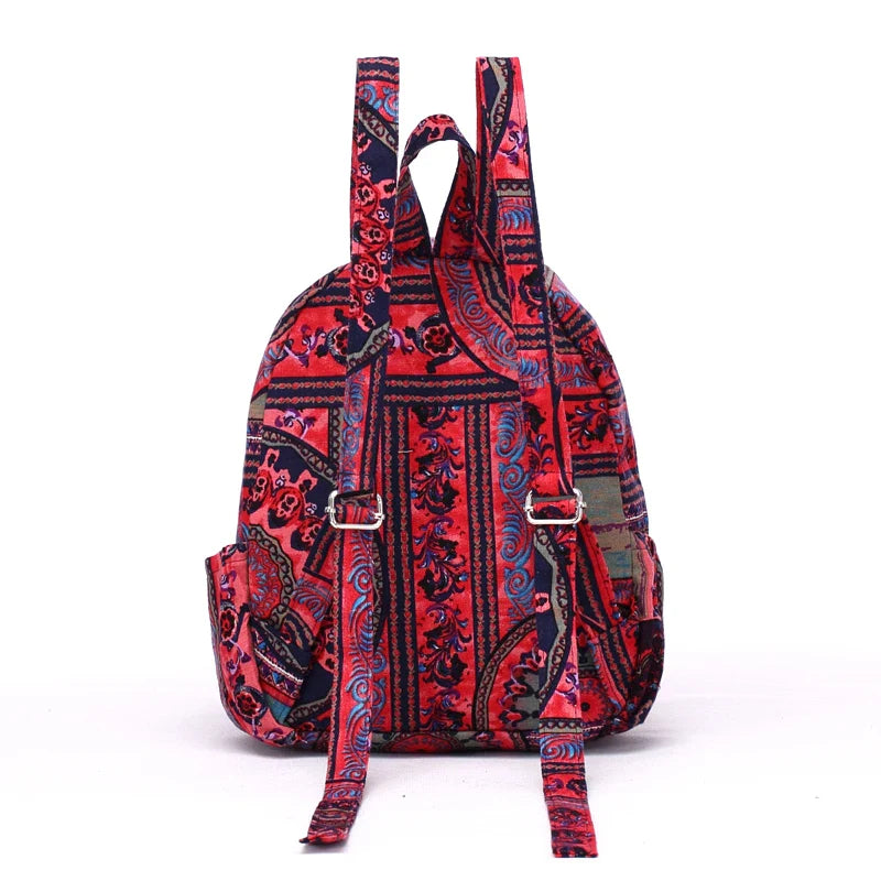 Femlion Floral Cotton Fabric Backpack: High-Quality Large Capacity School Bag