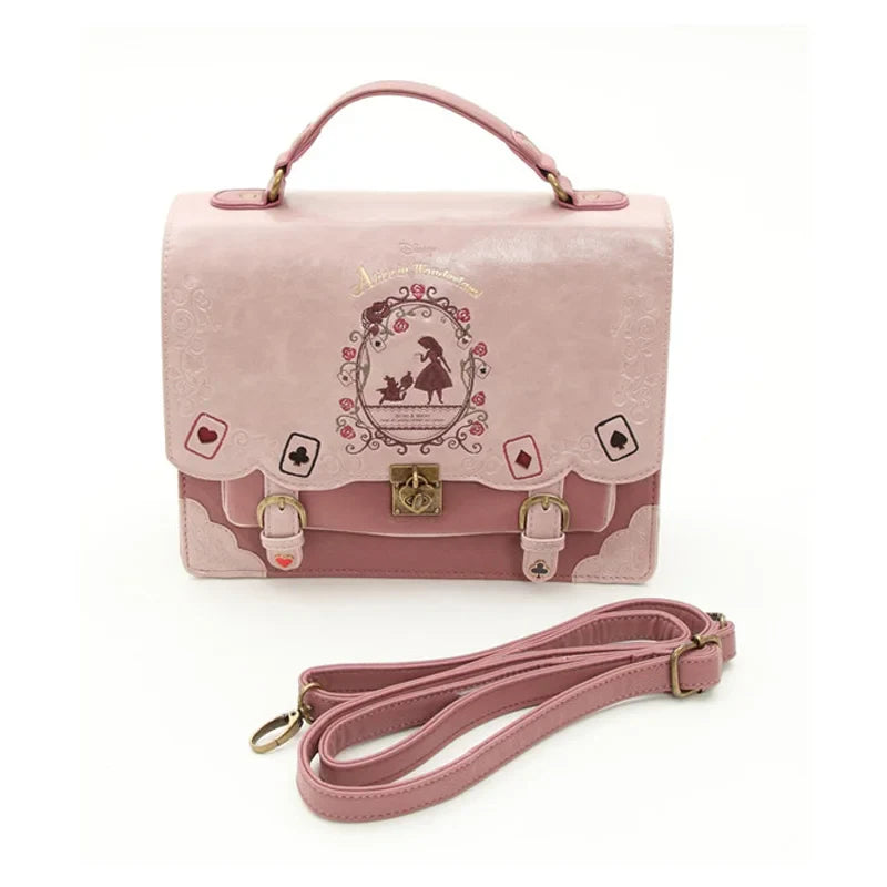 Femlion Vintage Alice In Wonderland Shoulder Bag Silhouette Handbag Leather Schoolbag