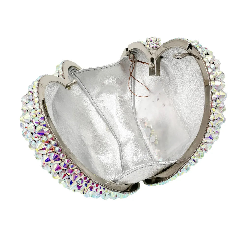 Femlion AB Silver Shine Luxury Heart Clutch Bag for Women´s Evening Business Events.