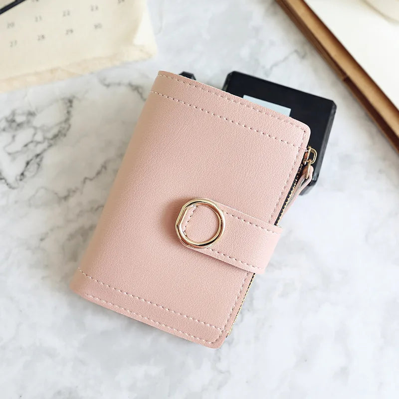 Femlion Circular Hasp Mini Wallet: Small Coin Purse & Card Holder for Women