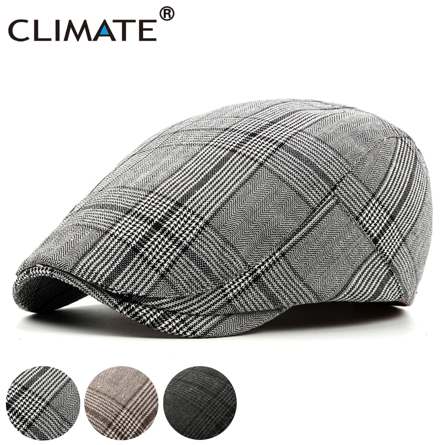 Femlion Plaid Beret Flat Cap - Vintage British Gentleman Style Beret Hat