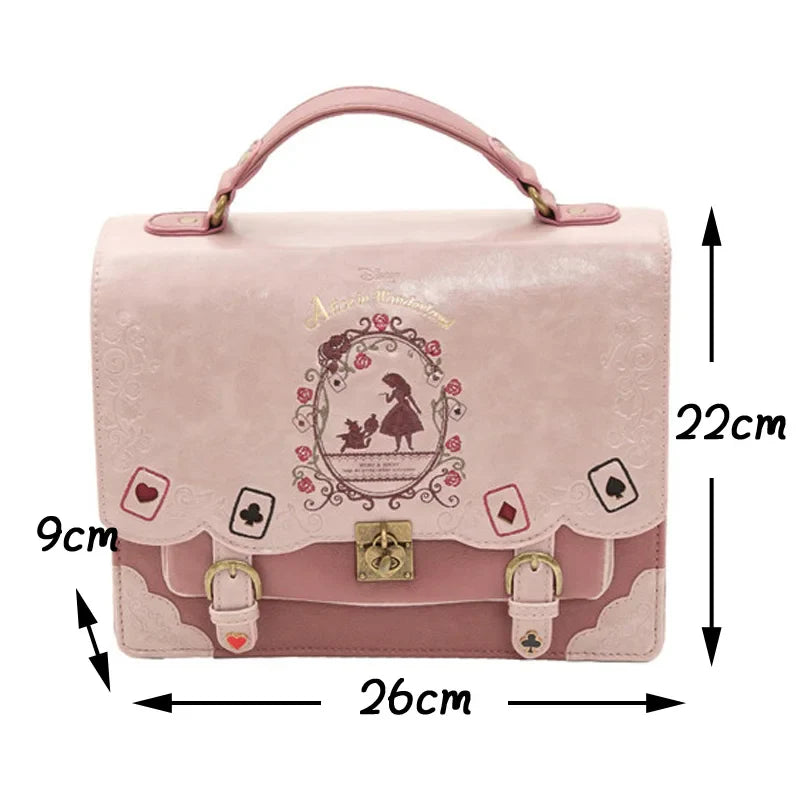 Femlion Vintage Alice In Wonderland Shoulder Bag Silhouette Handbag Leather Schoolbag