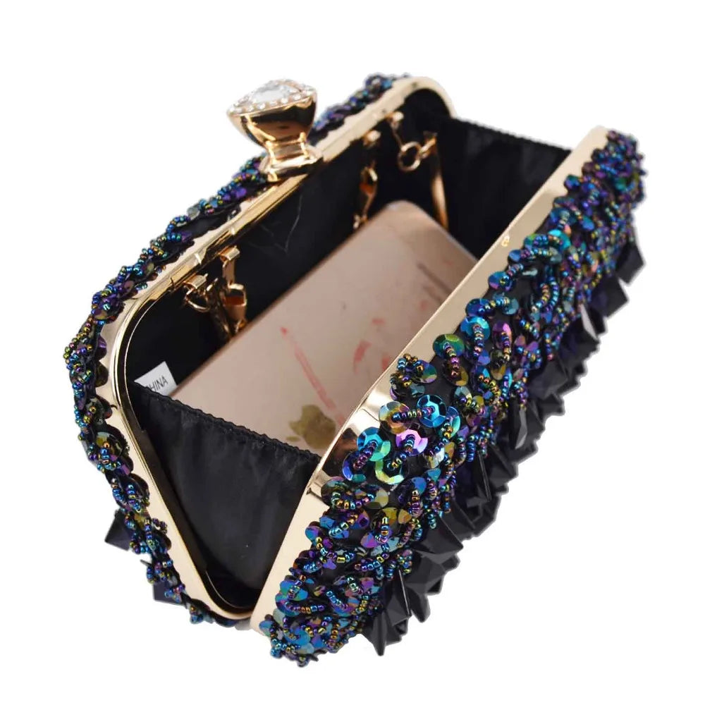 Femlion Sequin beaded Clutch: Elegant Party Purse & Evening Bag for Women