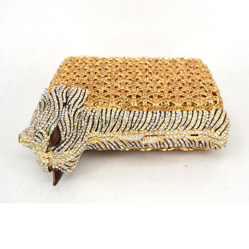 Femlion Luxury Crystal Evening Bag Dog Clutch Wedding Purse SC031